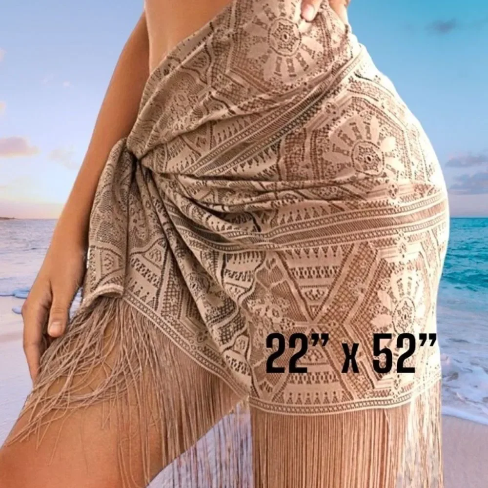 Chic Brown Bikini Swimwear l Cris-cross bikini & sarong l NWOT
